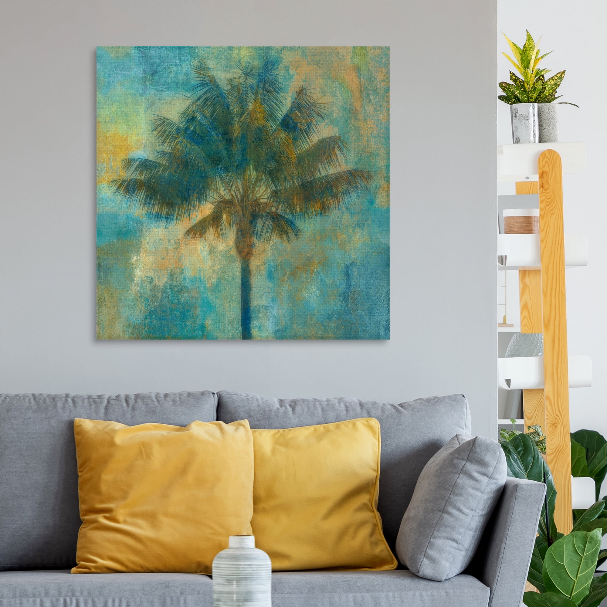 Palm and Blue by Mark Chandon Palm Tree Painting Canvas Art