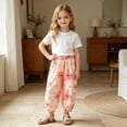 thumbnail image 4 of Mifsaly Toddler Girls Girls Harem Pants Kids Floral Print Elastic Waist Lightweight Lounge Boho Long Pants, 4 of 6