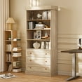 thumbnail image 6 of 71"Tall Kitchen Pantry Storage Cabinet, Large Wood Bookcase Adjustable Shelves with 3 Drawers,Brown,2Pcs, 6 of 7