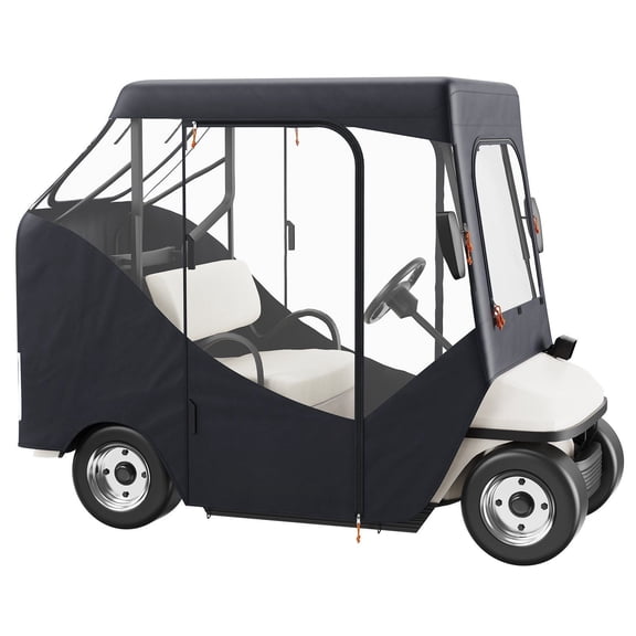 Golf Cart Enclosure 2-Seater, Golf Cart Cover for EZGO TXT RXV Club Car, Waterproof Sunproof Polyester Driving Enclosure with See-Through Windshield