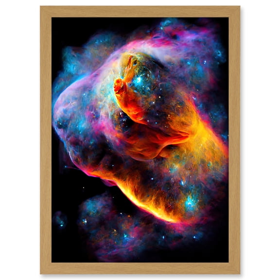Space Nebula Vibrant Rainbow Spectrum Artwork Framed Wall Art Print A4