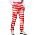 thumbnail image 5 of INSPIRE CHIC Pantalon Imprimé à Losanges pour Hommes Coupe Régulière devant Plat Pantalon Habillé 32 Rouge Blanc, 5 of 5