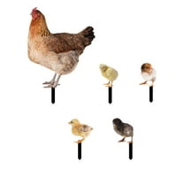 Coollooc 5pcs Chicken Yard Art Garden Stake Realistic Lifelike Hen Garden Poultry Statue Animals Sculpture for Yard Garden Lawn Outdoor Decor Ornaments