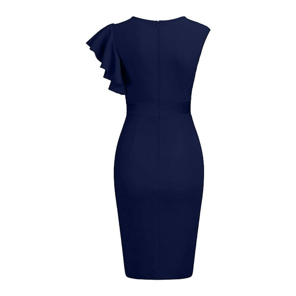 TJAZFJPA Linen Dresses Temperament V Neck Ruffle Sexy Fashion Bag Dress Knit Dresses for Women Pleated Dress for Women