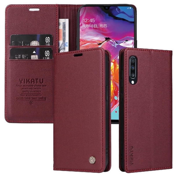 Funda para Samsung Galaxy A70 Estuche de Cuero PU Tipo Cartera con Ranuras para Tarjetas y Cierre Magnético