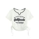 thumbnail image 4 of Camiseta con cordón Y2k para mujer, Top corto con letras, camisetas de manga corta Retro americanas, camisetas ajustadas con gráfico coreano, ropa de verano de los años 2000, 4 of 4