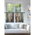 thumbnail image 4 of Sheer Curtains 45 Inch Length 2 Panels Set for Kitchen, Western Texas Stars Semi Sheer Curtains for Windows, Teal Brwon Vintage Wooden Plank Voile Window Treatments Rod Pocket Curtain, 4 of 7