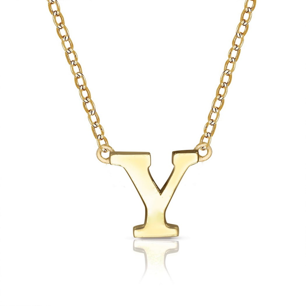 Solid 14k Yellow Gold Letter Name Personalized Monogram Initial Necklace (16 Inch) (6mm) (spring-ring) Yellow Gold Initi