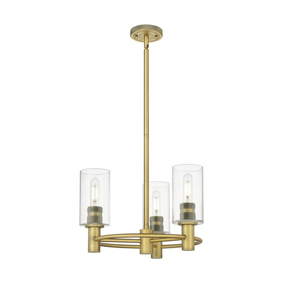 Innovations Lighting Crown Point - 3 Light 7" Stem Hung Pendant Clear/Brushed Brass