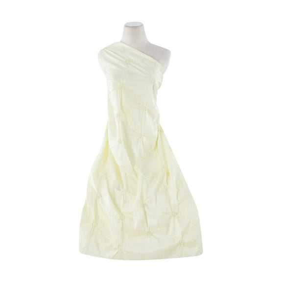 Zelouf Flower Smocking Embroidery On N/p Taffeta  , Sewing, DIY, Crafts Fabric by the Yard, Frosty Yellow, 3 Yard