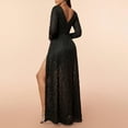 thumbnail image 3 of Women's Elegant Deep V Mesh Sequin Long Sleeve Long Gown Dress Long Dresses for Women Wedding Guest plus Size Formal Dress Dresses for Formal Women Guest Wedding Long Dress Satin Prom Dresses for, 3 of 5