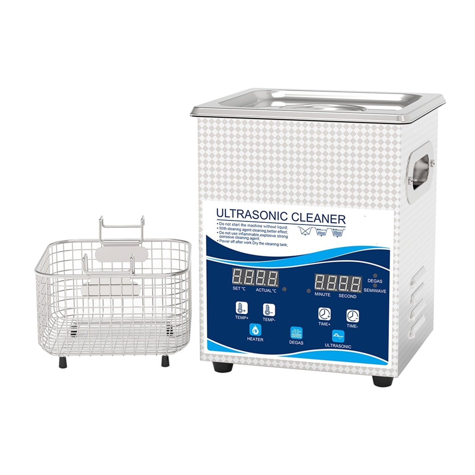Digital Ultrasonic Cleaner Bath 2L 120W With Heating For Medical And Dental Clinic Fuel Nozzle Ultrasonic Jewelry Cleaner ,Strong Cleaning