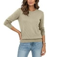 thumbnail image 3 of Maplenight Fall Sweaters for Women Crew Neck Long Sleeve Pullover Tops Knit Soft Cozy Sweater Business Casual Fall Clothes, 3 of 8