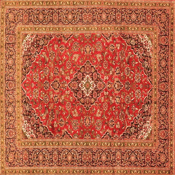 Ahgly Company Indoor Square Medallion Orange Traditional Area Rugs, 5' Square