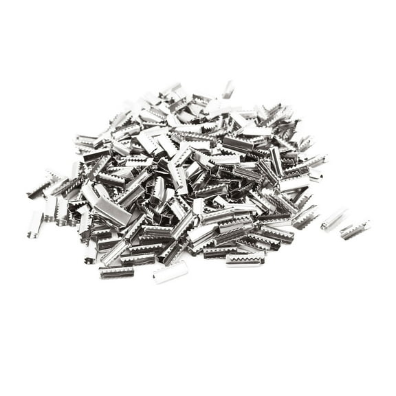 Metal DIY Ribbon Cord Clamp Ends Crimp Clip Beads Connector Silver Tone 500Pcs