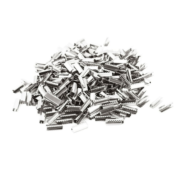Unique Bargains Metal DIY Ribbon Cord Clamp Ends Crimp Clip Beads Connector Silver Tone 500PCS