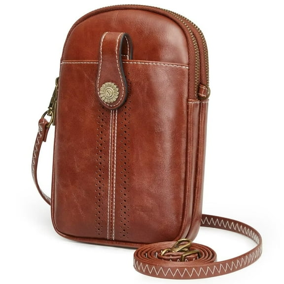 S-ZONE Small Crossbody Bags for Women Trendy RFID Blocking Cell Phone Purse Vegan Leather Shoulder Bag with Card Slots