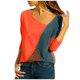 thumbnail image 2 of Puntoco Mujeres O-cuello Empalme Color Colisión Mangas largas Tallas grandes Fácil tops Blusa Puntoco Puntoco-1349, 2 of 7
