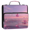 thumbnail image 2 of Water-Resistant 3-Ring Binder Organizer with Multiple Pockets Zipper Binder Bag for Office Pink Butterflies Flying, 2 of 8