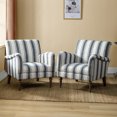 thumbnail image 2 of Stripe Accent Chair, Tina's Home Wood Leg Armchair Living Room Bedroom Adult Set of 2, Black Stripe, 2 of 6