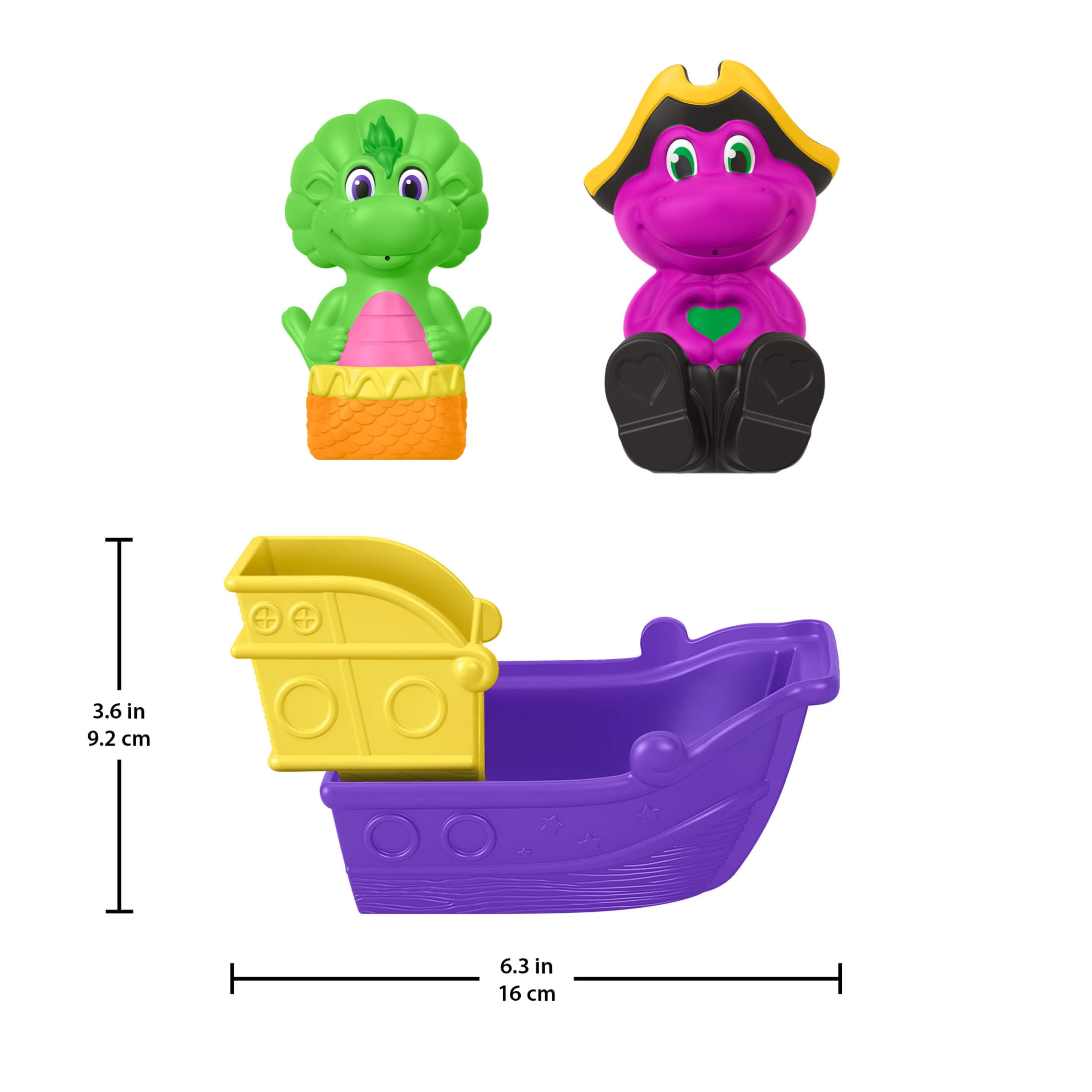 Fisher-Price Barney’s World Water Fun Pirate Ship, Barney, Baby Bop, 4-Piece Set for Water Play