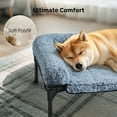 thumbnail image 2 of Cooling Elevated Dog Bed + Removable Deluxe Plush Pillow Cushion, Raised Dog Bed with Washable Bolster Mat, Breathable Teslin Mesh, No-Slip Feet, 35" x 22" Dog Couch Bed,Blue-Rose Velvet, 2 of 12
