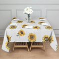 thumbnail image 3 of White Green Leaf Sunflower Pattern Square Tablecloth,Waterproof Square Table Cover,Wipeable Spillproof Washable Table Cover for Home Kitchen Party Decor 42"X42"(107x107cm), 3 of 6