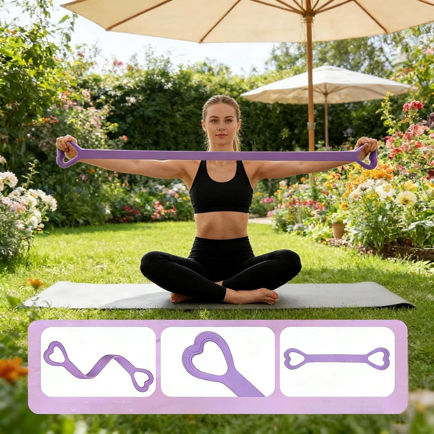 Yoga Resistance Band, New Figure 8 Resistance Bands With Handles - Ideal Exercise Bands For Women For Arm, Back & Shoulder Stretching And Strength Training