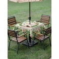 thumbnail image 4 of Outdoor Tablecloth with Umbrella Hole for Patio/Picnic/Party/Camping, Spring Botanical Waterproof Table Cloth Square Cover Washable, Garden Birds Floral Leaves Rustic Burlap (54"x 54"), 4 of 8