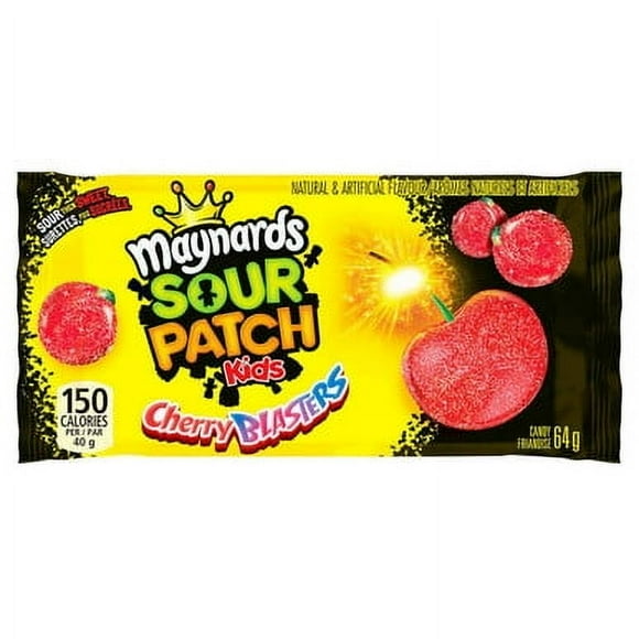 Maynards Sour Patch Kids Sour Cherry Blasters Candy - 18 Packs × 64g - Tangy and Intense Flavor Explosion