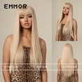 thumbnail image 5 of Cross-Border European and American Style New Product Full Bangs Champagne Brown Long Straight Hair Elegant Goddess Wig Synthetic Full Head Wig, 5 of 10
