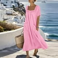 thumbnail image 6 of Bosfbaoi Dresses for Women Casual Flowy A-Line Dress Square Neck Short Sleeve Maxi Womens Dresses with Pockets Summer Dresses for Women 2026, 6 of 8
