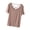 Khaki, variant on Summer Tops for Women Hollow Out V Neck Short Sleeve Loose Casual Basic Tee Flowy Open Back Comfy Party Top Black M
