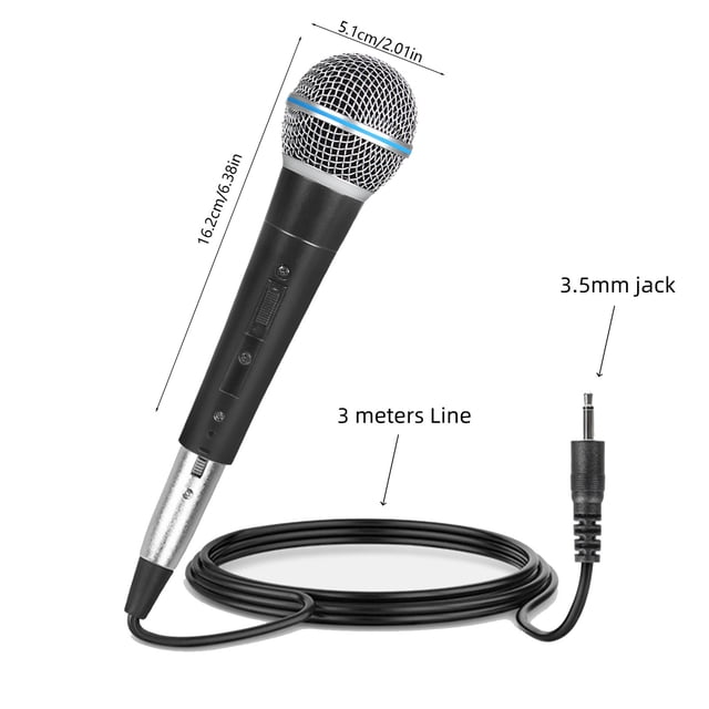Microphone for Singing 3.5 mm Jack Dynamic Handheld Vocal Mic With 9.8 ft Wired Cable For Karaoke Machines Speakers And Live Streaming