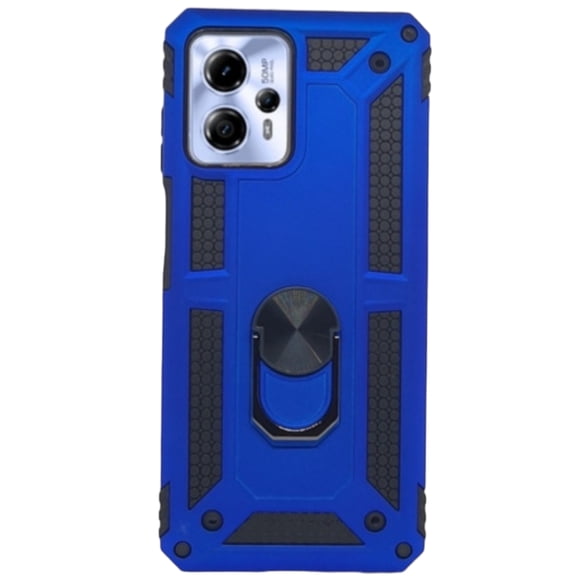 Funda Uso Rudo Con Anillo Magnético Para Motorola G13/ G53 Azul Rey Más 2 Micas De Cristal