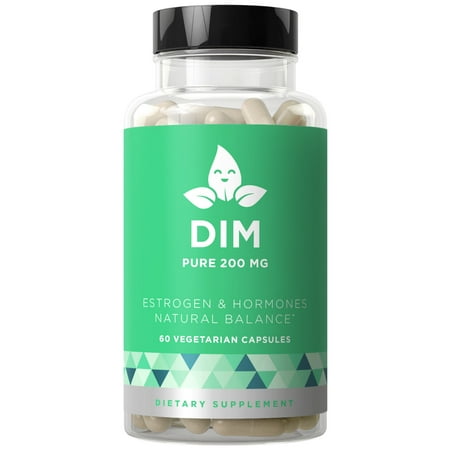 DIM Supplement Pure 200 MG - Energy Fatigue & Stress Relief, Estrogen Balance, Menopause & Hot Flashes, Hormonal Support for Women - Enhanced Bioavailability BioPerine - 60 Vegetarian Soft (Best Supplements For Vegetarians)