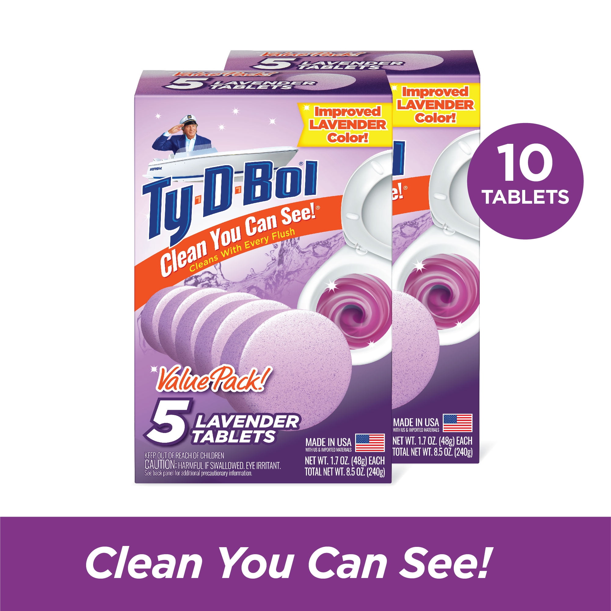 los van knoflook Harde wind 2 Pack) Ty-D-Bol Toilet Cleaner, Lavender Toilet Bowl Cleaner Tablet, 1.7  oz, 5 Ct - Walmart.com
