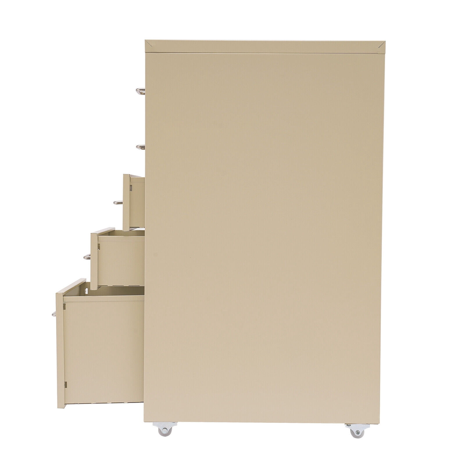 Beige Metal File Storage Cabinet, Storage Cabinet with 5 Drawers, 5-Drawer Storage Cabinet with Wheels