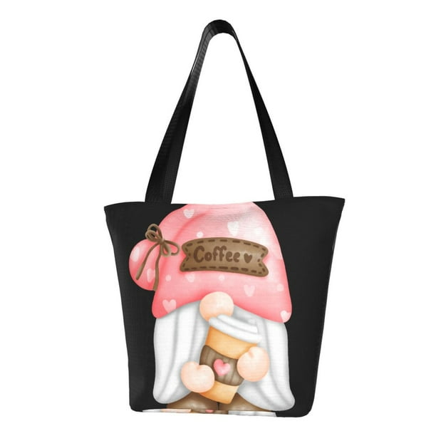 Fotbe Coffee Gnome (1) Bolsa de Playa con Estampado, Bolsa de Hombro, Bolsa de Mano Espaciosa, Bolsa de Viaje Ligera, Bolsa de Compras Versátil