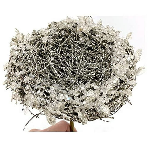 Bird Nest Ornament for Christmas Tree, Centerpiece, Holiday Decor- 6"