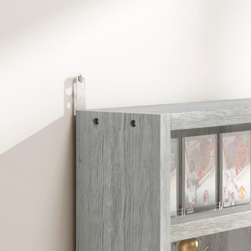Alvantor in 5-Tier Wall Display Storage Cabinet with Glass Doors & Adjustable Shelves 31.5" x 3.7" x 23.6" White