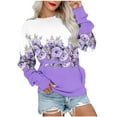 thumbnail image 2 of Meichang Sweatshirts pour Femmes Manches Longues Col Rond Coupe Ample Pull Tunique Graphique Florale Mode Sweatshirts à Blocs de Couleur avec Poche, 2 of 5