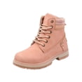 thumbnail image 2 of Willtoo Women's Work Waterproof Hiking Combat Boots Lace up Low Heel Booties Ankle Boots Pink, 2 of 5