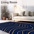 thumbnail image 2 of ODIKA 6'x9' Machine Washable Non-Slip Area Rug, Luxurious Plush Shag Pile Elegant Contemporary Wave Textured High Traffic Rug with Pad, Blue, 607613, 2 of 8