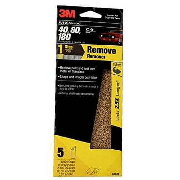 3M Sandpaper, 03039, Assorted Grits (40, 80, 120), 3 2/3 in x 9 in, 5 Sheets