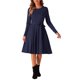 thumbnail image 2 of Vestido de longitud a la rodilla INSPIRE CHIC para mujeres, con volantes, corte A, cinturón en la cintura, cuello redondo, vestidos casuales de manga larga, 2 of 6