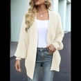 thumbnail image 4 of Chaqueta de Punto Extragrande de Larga con Abertura Frontal y Bolsillos para Mujer, Estilo 2025 Beige M, 4 of 8