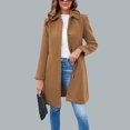 thumbnail image 3 of Stylish Women's Elegant Single Breasted Long Sleeve Lapel Winter Coat for Formal Events, Winter Occasions, and Christmas Celebrations,Brown,S, 3 of 7