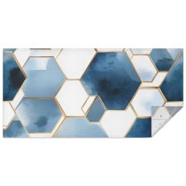 Blue White Gold Hexagon Marble Pattern Rectangle Tablecloth 60"x120",Waterproof Polyester Rectangle Table Cloth, Wipeable Spillproof Polyester Tablecloth for Dining, Camping, Indoor and Outdoor