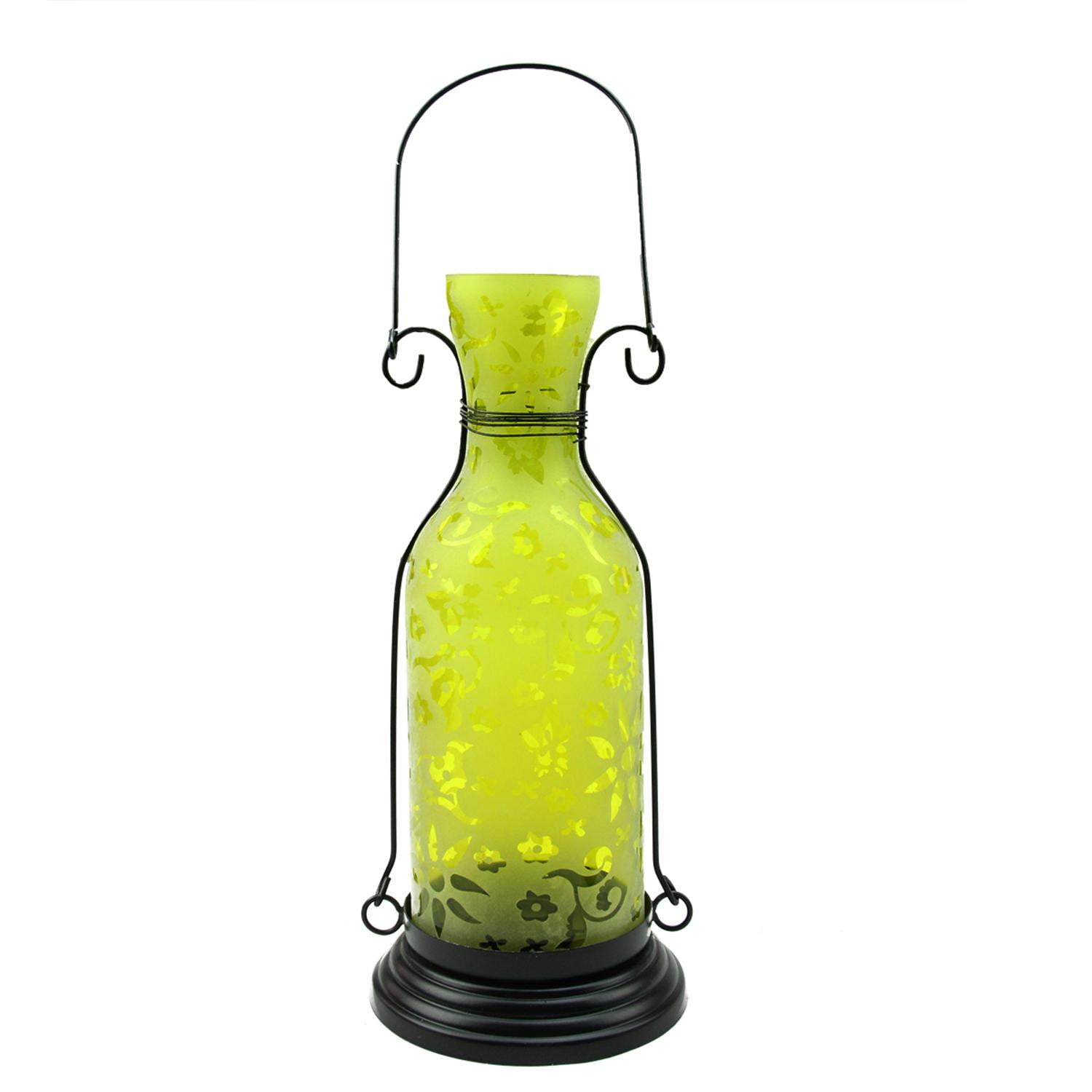 12" Transparent Yellow Decorative Glass Bottle Tea Light Candle Lantern